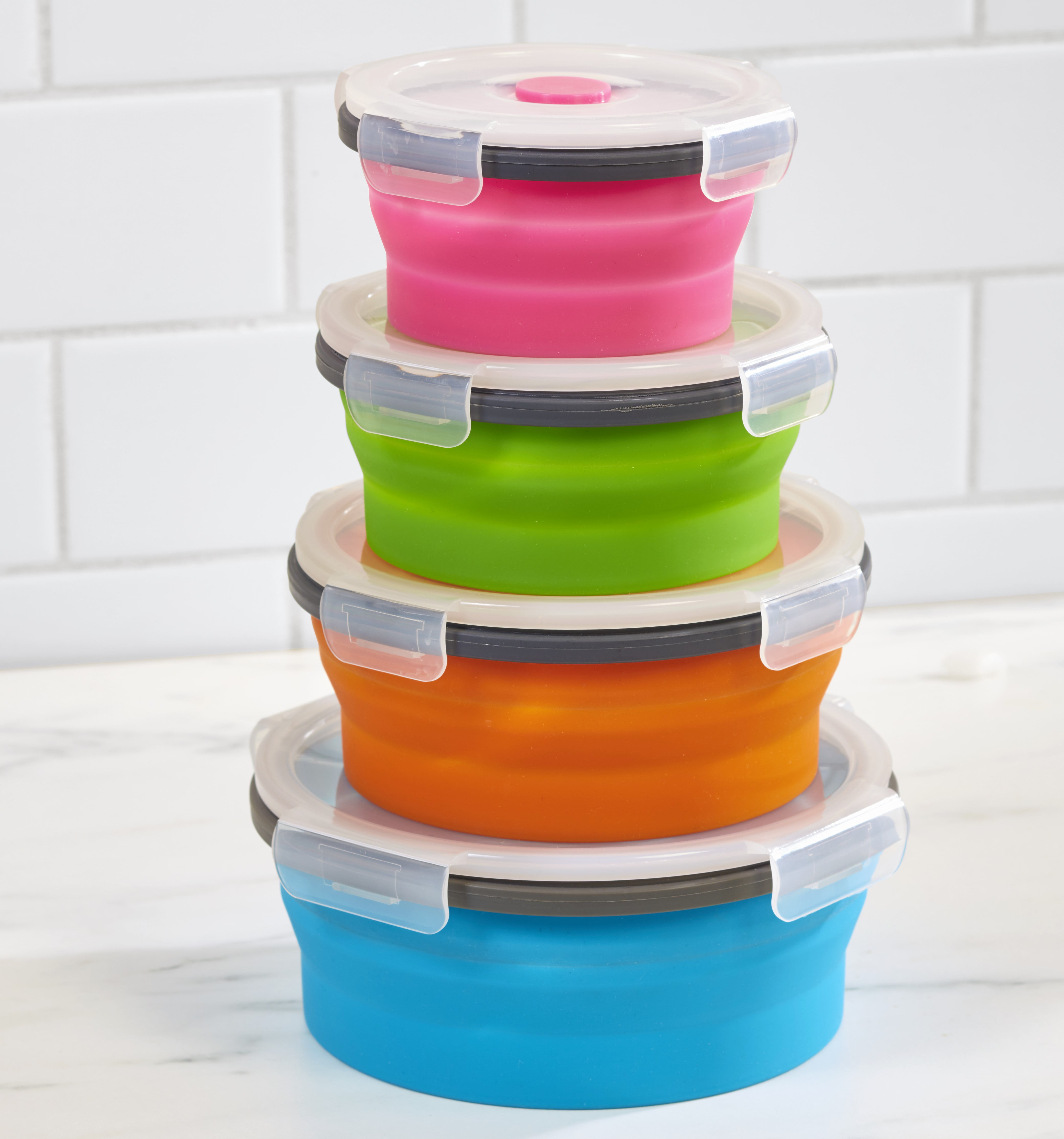 Thin Bins Collapsible Containers-Set of 4 Silicone Food Storage Contain X7H1 Details about   1X 