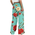 thumbnail image 4 of 2025 Women's Boho Palazzo Pants - High-Waisted Cotton Linen Wide Leg Trousers with Pockets (Floral Print & Retro Loose Fit for Summer), 4 of 9