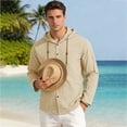 thumbnail image 6 of GrmtClth Mens Cotton Linen Shirts Button Down Hoodies Long Sleeve Casual Beach Tops Lightweight Fashion Shirt with Hood for All Season 3XL, 6 of 6