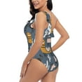 thumbnail image 4 of Rateoe Llama and Cactus Pattern Women One Piece Swimsuits Tummy Control One Shoulder Bathing Suits Ruffle Swimwear-Large, 4 of 6