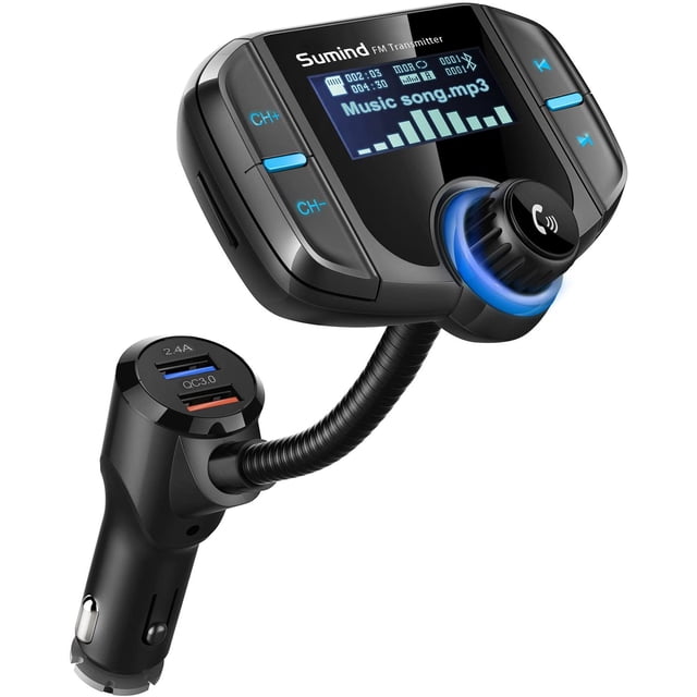 Bluetooth con pantalla de 1,7 pulgadas y dos puertos USB (negro) TUNC Sencillez