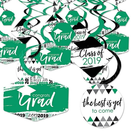 Green Grad - Best is Yet to Come - 2019 Green Graduation Party Hanging Decor - Party Decoration Swirls - Set of