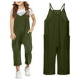 thumbnail image 1 of Teen Girls Jumpsuits Rompers Spaghetti Strap Rompers With Pockets Wide Leg Harem Pants Kids Jumpsuit For Girls 12-14, 1 of 9