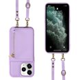 thumbnail image 3 of Nalacover RFID Blocking Wallet Case for iPhone 11 Pro, Shockproof PU Leather Magnetic Button Zipper Purse Card Slots & Kickstand Crossbody Phone Case with Shoulder & Wrist Strap,Purple, 3 of 12