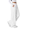 thumbnail image 4 of VV AVEORS Baggy Sweatpants For Girls High Waisted Wide Leg Sweat Pants Drawstring Workout Jogger Fall Winter Clothes White 130, 4 of 6