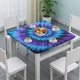 thumbnail image 3 of Blue Purple Tie Dye Mandala Pattern Square Fitted Tablecloth with Elastic Edge,Square Table Cover,Washable Elastic Table Cover for Home Kitchen Party Decor 34"x34", 3 of 6