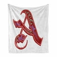 thumbnail image 1 of Letter a Soft Flannel Fleece Throw Blanket, Classic Ornamental Name Initials with Gothic Swirl Elements, Cozy Plush for Indoor and Outdoor Use, 60" x 80", Turquoise Purple Red, by Ambesonne, 1 of 6