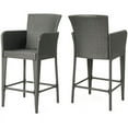 thumbnail image 1 of Noble House Anaya Outdoor 38" Wicker Barstool (Set of 2) Grey, 1 of 15