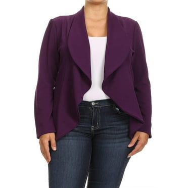 Women's Plus Size Casual Long Sleeve Open Front Jacket Blazer Made in USA