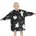 thumbnail image 3 of Halloween Ghost Bat Star Pattern Blanket Hoodies for Kids 6-13YR Oversize Wearable Blanket Hoodies for Boys Girls Teens, 3 of 7