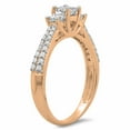 thumbnail image 2 of 0.90 Carat (ctw) 10K Rose Gold Princess & Round Cut Diamond Ladies Bridal 3 Stone Engagement Ring, 2 of 4