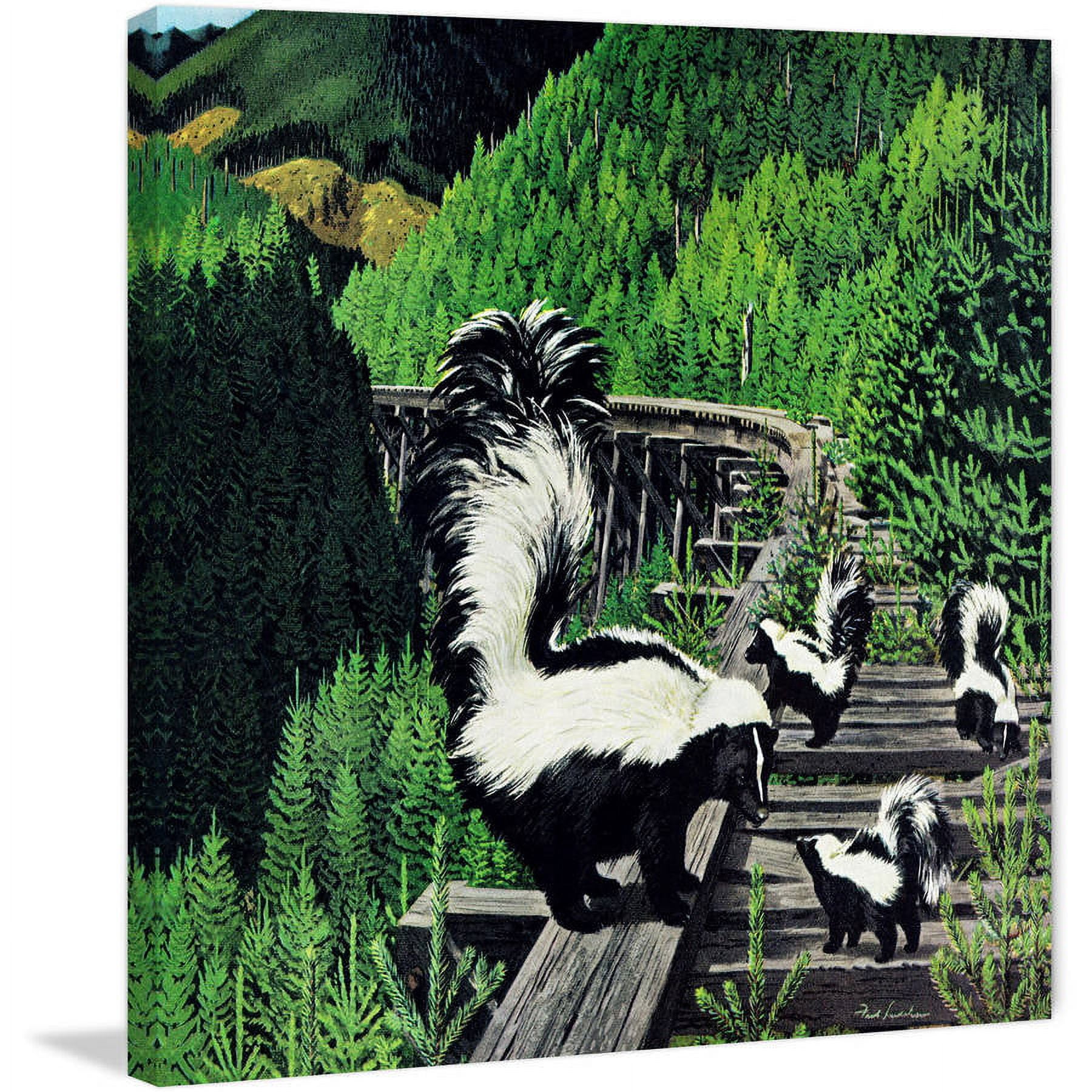 "Skunk Family" Painting Print on Wrapped Canvas