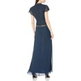 thumbnail image 4 of J Kara Robe Longue Portefeuille pour Femmes avec Manches à Volants, Marine/ombré/mercure, 10, 4 of 4