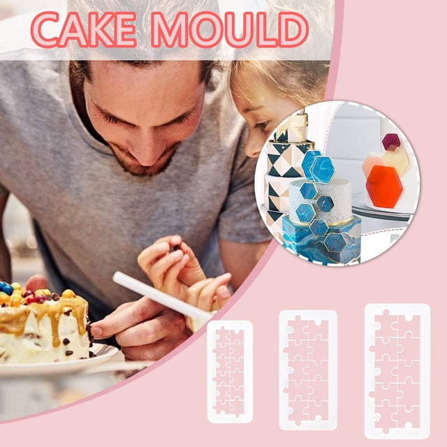 Geometric Square Cake Cutter Set Multifunctional Cookie and Fondant Cutting Tool for Beginners and Cake Decorators
