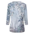 thumbnail image 4 of WEIWEN 3/4 Length Sleeve Womens Tops Dressy Casual Floral Graphic Tees for Women Trendy Going Out Outfits 3/4 Sleeve T Shirts Women's Clothing Light Blue, M, 4 of 5