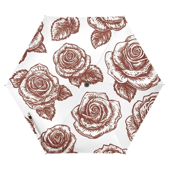 ALAZA Retro Rose Flower-3 UPF 50+ Compact Folding Umbrella for Rain Travel Umbrella Packable