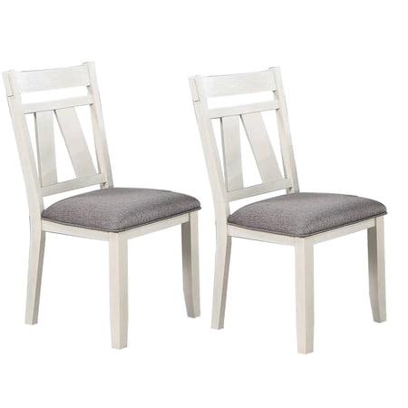 Lexi 24 Inch Classic Dining Side Chair Padded Seat Set of 2 Gray White - Saltoro Sherpi
