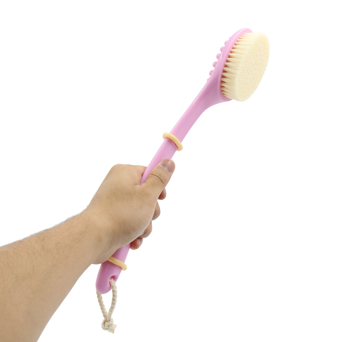Pink Curved Handle Soft Bristle Bath Body Deeply Clean Brush Massage