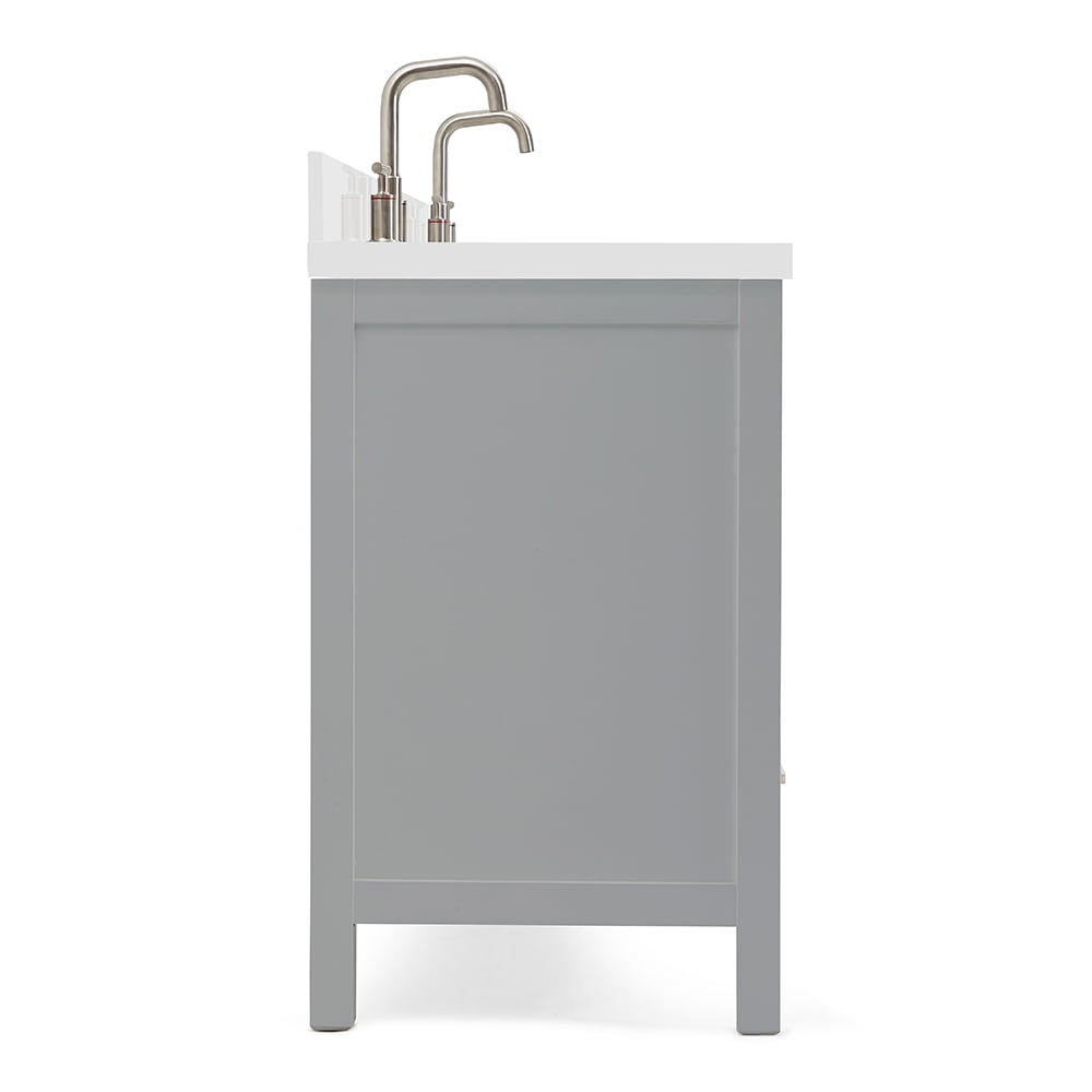 ARIEL Cambridge 73 Inch Double Rectangle Sink Vanity With White Quartz Countertop In Grey