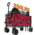 thumbnail image 2 of Collapsible Wagon with Big All-Terrain Wheels Foldable Beach Wagon with Cup Holders 500Lbs Weight Capacity Heavy Duty Carts for Camping, Garden, Sports, 2 of 8