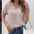 thumbnail image 4 of Blusa de manga corta con cuello en V y estampado informal para mujer a la moda OAVQHLG3B Store  lin121212, 4 of 4