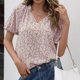 thumbnail image 4 of Blusa de manga corta con cuello en V y estampado informal para mujer a la moda OAVQHLG3B Store  lin121212, 4 of 4