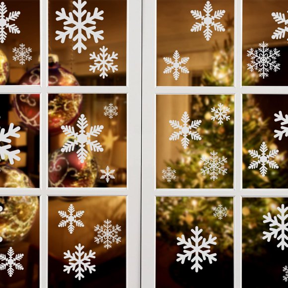 Kesoto Christmas Decoration Snowflake Window Clings Glueless PVC Wall Stickers for Windows Glasses, 10 Sheets