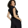 thumbnail image 2 of Bar III Women's Ruffled Tie-Front Crop Top Deep Black Size XS, 2 of 3