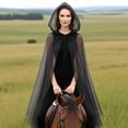 thumbnail image 6 of Hooded Cloak Adult Sheer Cape Witch Queen Cosplay Costume for Halloween Christmas Special Festivals Renaissance, 6 of 8