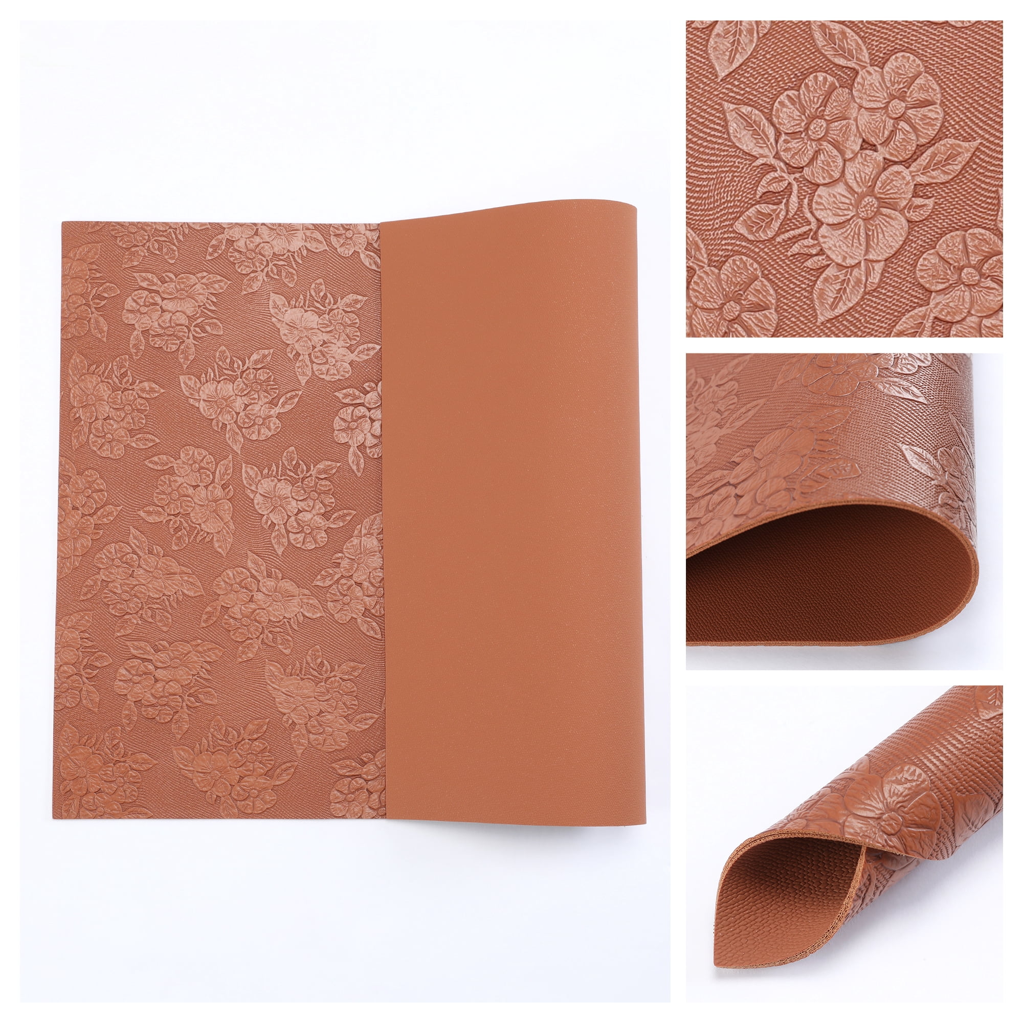 Unique Bargains Faux Leather Placemats for Kitchen Home Orange Brown 17.7"x11.8"