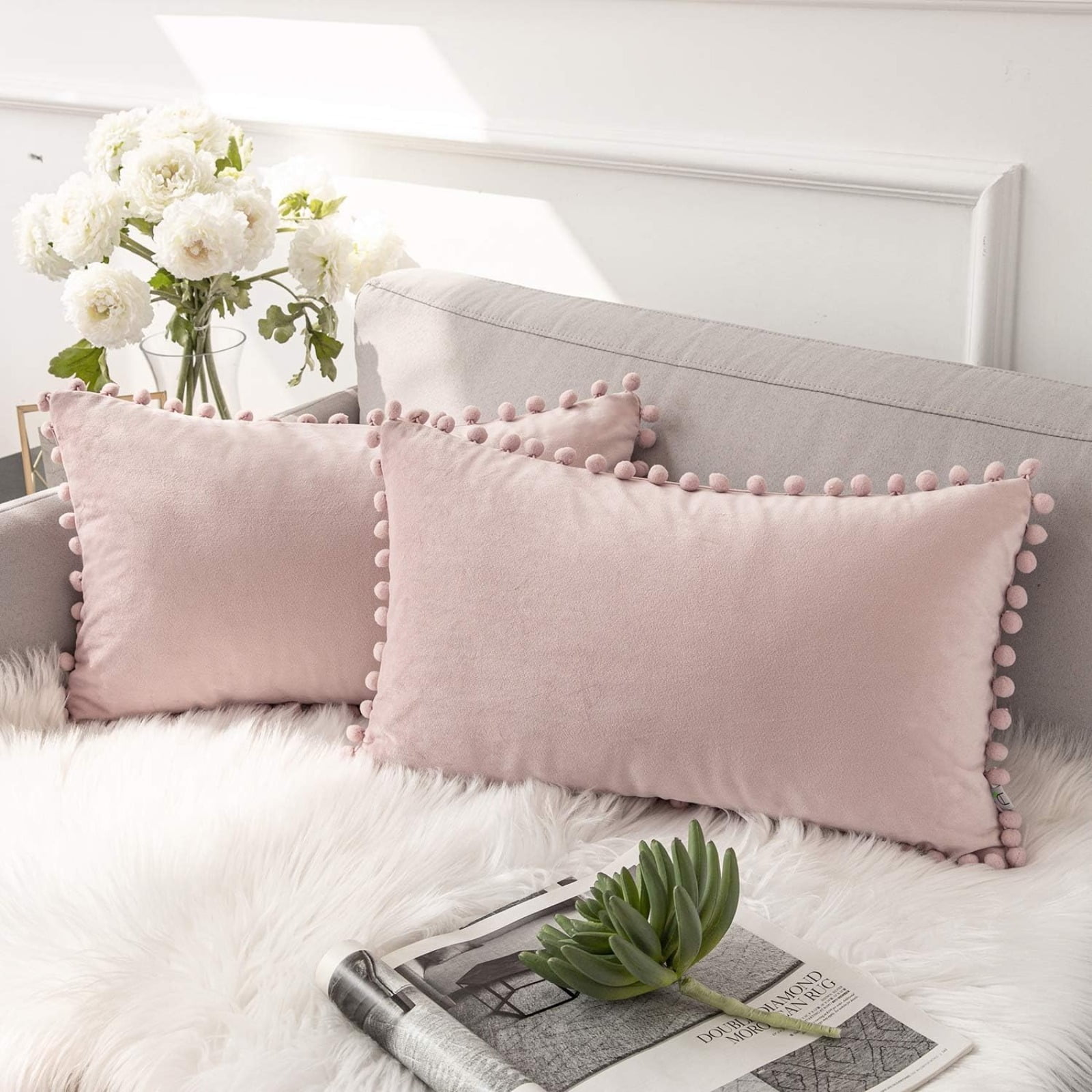 20×20 Inch Decorative Throw Pillow Cover 2-Pack Soft Textured Accent Cushion for Sofa Bed Living Room Home Decor