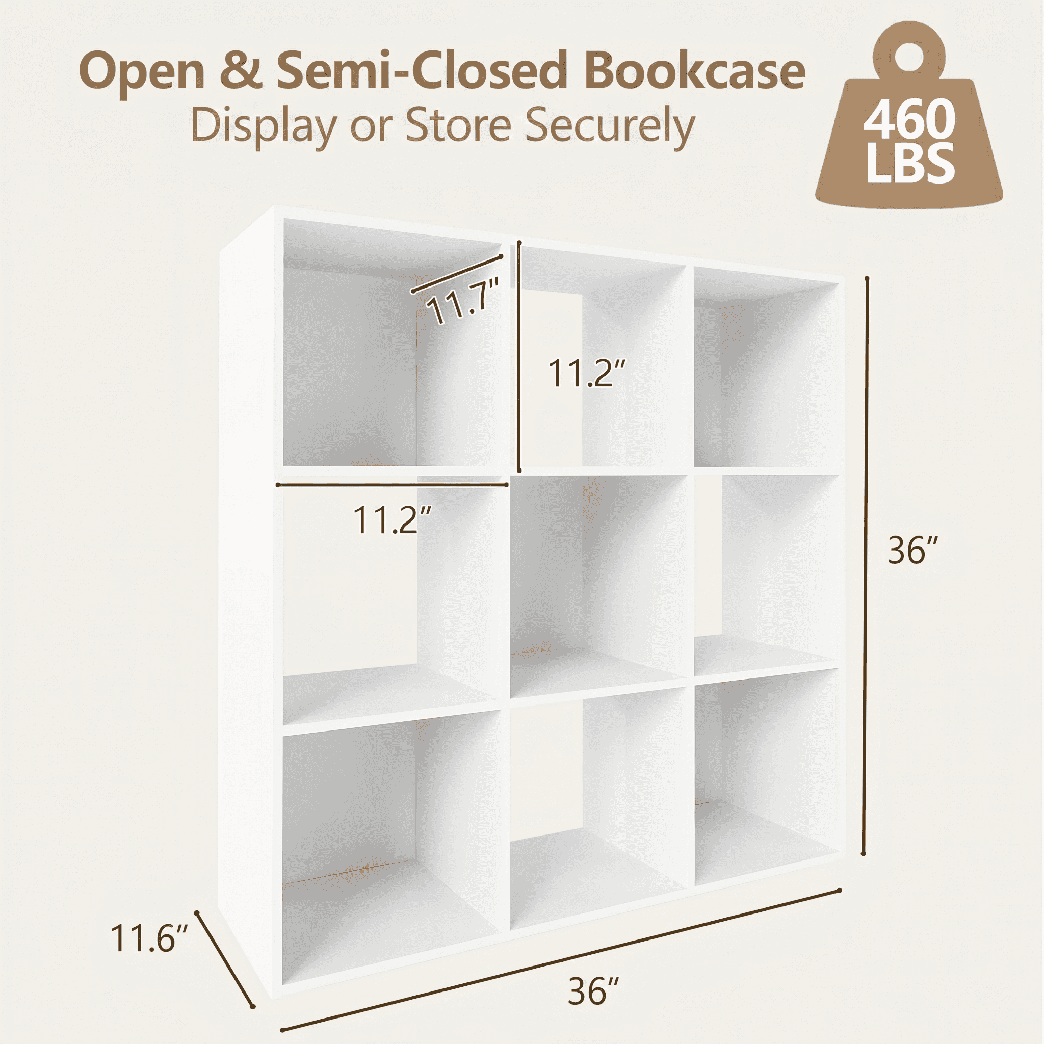 TrumanPick 9-Cube Stackable Open Bookcase Display Shelf Storage Organizer,Wood Wooden Cube Bookcase for Home and Office Organization, White