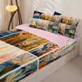 thumbnail image 2 of Manfei Adventure RV Car Zipper Full Size Comforter Sets with Fitted Sheet and 2 Pillowcases,Vintage Flowers Zipper Bedding Set,Beige Teal,Reversible, 2 of 7