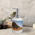 thumbnail image 3 of Ambesonne Christmas Soap Dispenser & Toothbrush Holder Set, Fir Tree Snowy Weather, 2 Pcs, Blue and Mustard, 3 of 6