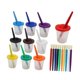 thumbnail image 2 of Vasos de pintura, recipientes para pintar a prueba de derrames con tapas de colores, vasos de agua para pintar con 20 pinceles para principiantes,, 2 of 8