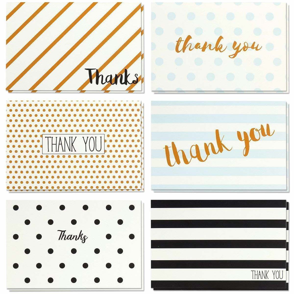 Thank You Cards - 48-Count Thank You Notes, Bulk Thank You Cards Set - Blank on the Inside