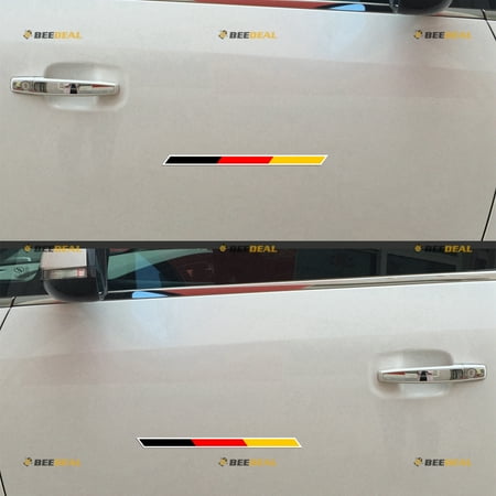 Germany German Flag Stripes Car Magnet Magnetic Sticker Decal - 2 Pairs Mirrored Reversed Reflective 6" - for Truck Door Fridge Reusable Waterproof