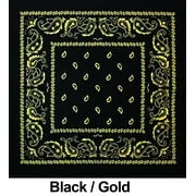 Black Gold Paisley Print Designs Cotton Bandana