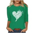 thumbnail image 3 of VKOYWKM Heart Shirts Women Valentines Day T-Shirts Heart Graphic Tees Tops 3/4 Sleeve Casual Crew Neck Love Heart T-Shirts Happy Valentines Day Blouses, 3 of 5