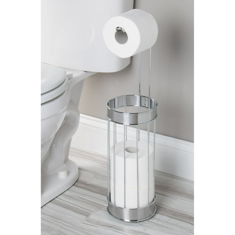Toilet Roll Paper Holder Floor Free Standing Chrome Bathroom By Home  Discount