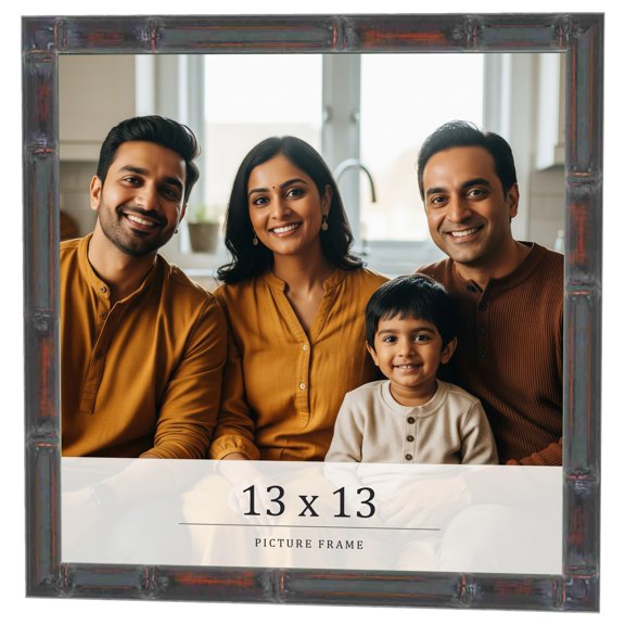 13x13 Frame Brown Bamboo with Dark Coffee/Walnut Finish | Solid Wood Picture Frame Width 0.75