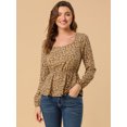 thumbnail image 2 of INSPIRE CHIC Blouse à Manches Longues Florale à Encolure Carrée avec Ceinture pour Femmes, 2 of 6