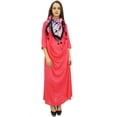 thumbnail image 3 of Bimba Designer Women's Cowl Maxi Peach Dress With Printed Tassel Scarf - 26, 3 of 5