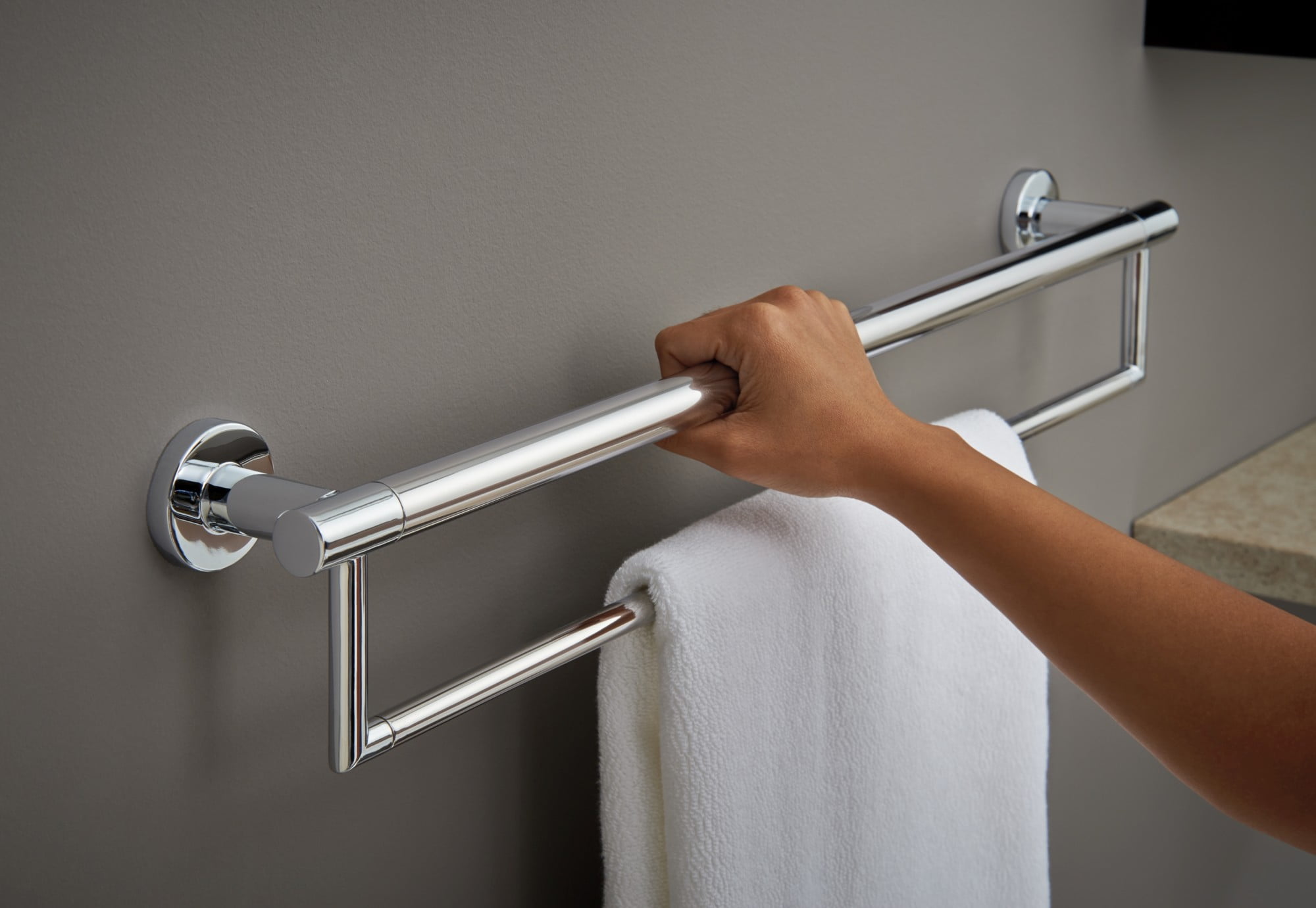 Delta BathSafety 24" Contemporary Towel Bar with Assist Bar in Champagne Bronze