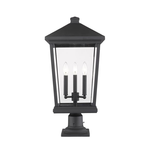 3 Light Outdoor Pier Mount Light In Transitional Style-25.5 Inches Tall And 12 Inches Wide Z-Lite 568Phxlr-533Pm-Bk
