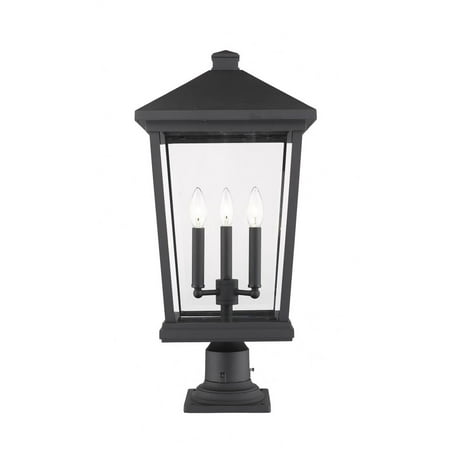 3 Light Outdoor Pier Mount Light in Transitional Style-25.5 inches Tall and 12 inches Wide Bailey Street Home 372-Bel-3173325