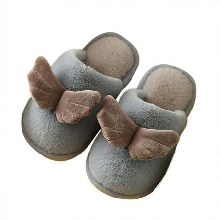 

Binmer Toddler Girls Shoes Plush Wing Keep Warm Non-Slip Shoes Soft Cotton Slippers