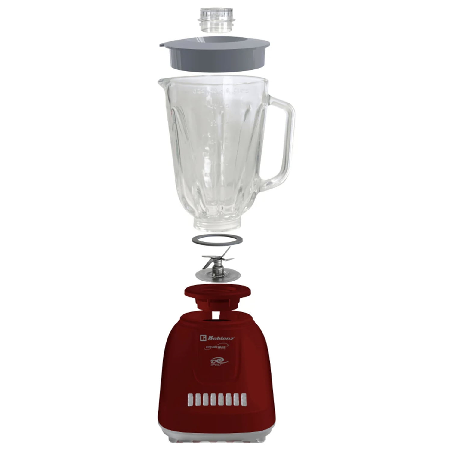 Koblenz Gourmet 500-Watt 10-Speed 50-Oz. Blender with Glass Jar (Red), LKM-5970 VR