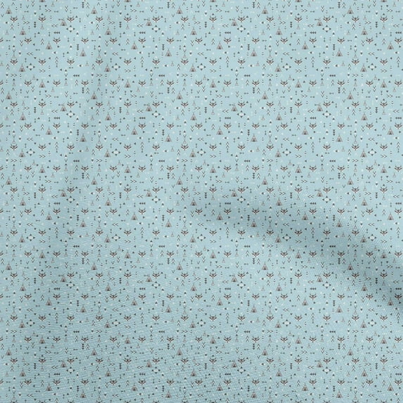 oneOone Viscose Chiffon Light Blue Fabric Tribal Sewing Fabric By The Yard Printed Diy Clothing Sewing Supplies 42 Inch Wide