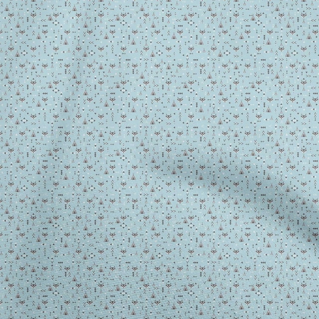 oneOone Polyester Spandex Light Blue Fabric Tribal Sewing Craft Projects Fabric Prints By Yard 56 Inch Wide